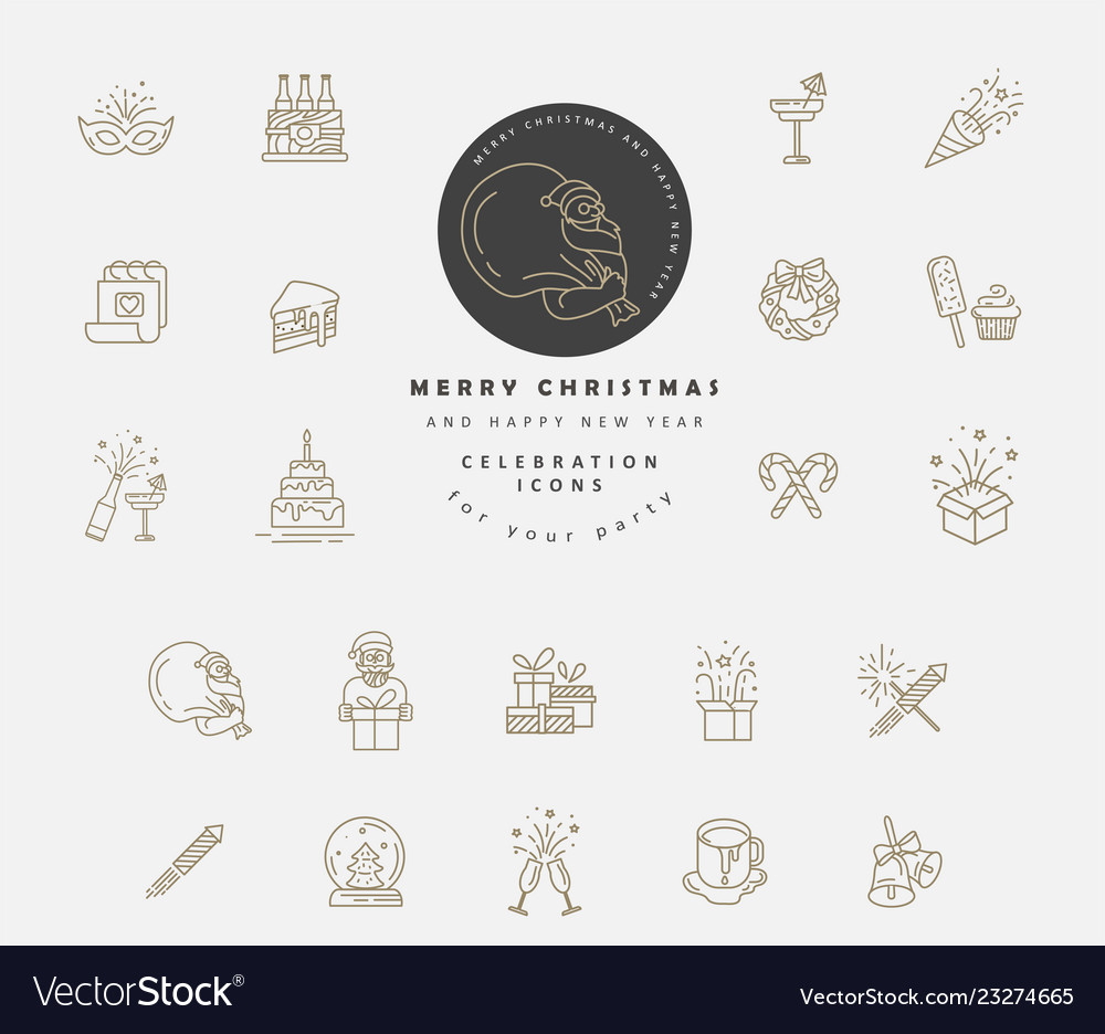 Icon and logo celebration merry christmas vector image Icon and logo celebration merry christmas