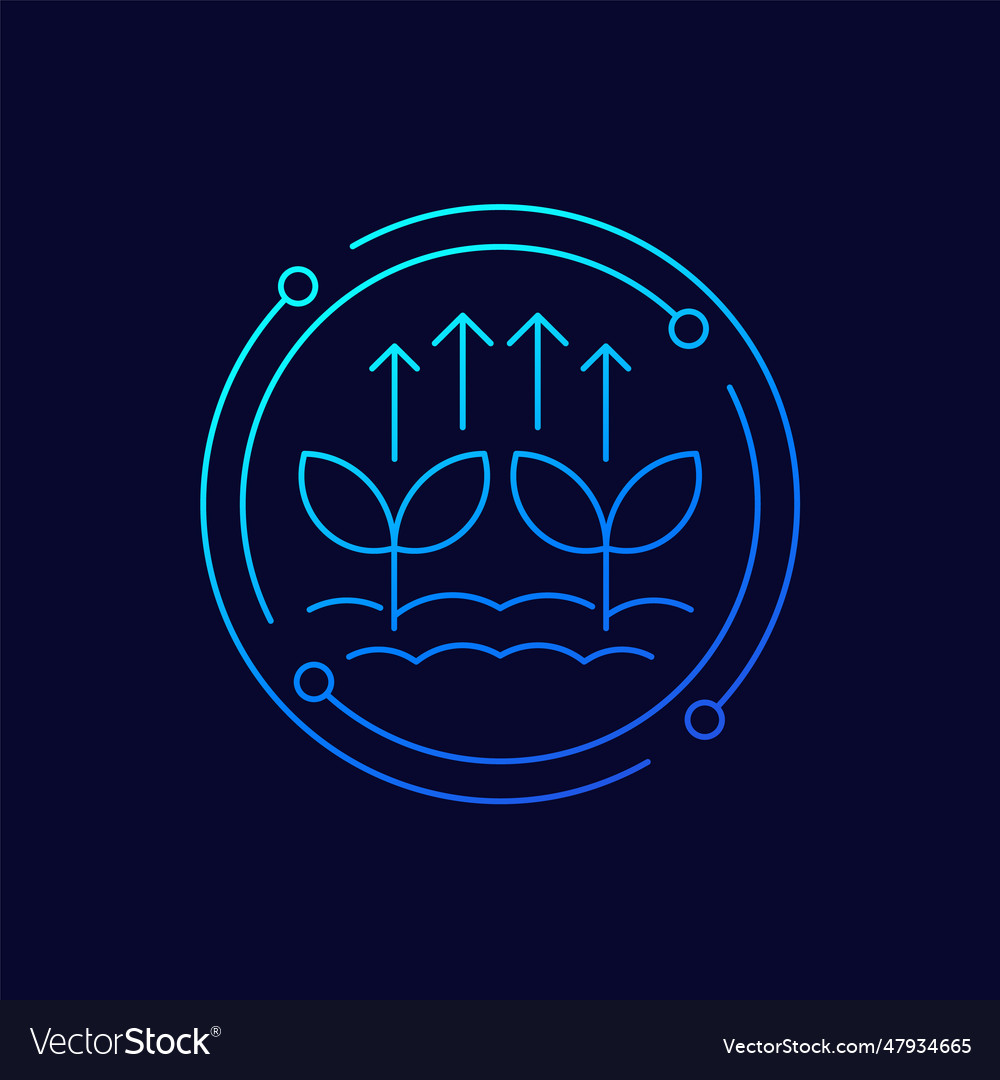 Increase plant growth icon linear design