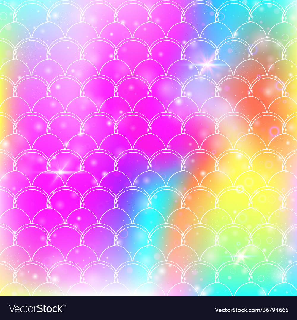 Kawaii mermaid background with princess rainbow