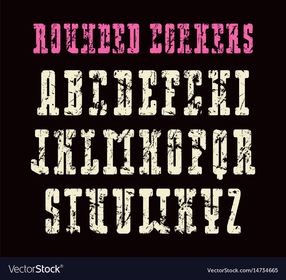 Narrow serif font with rounded corners Royalty Free Vector