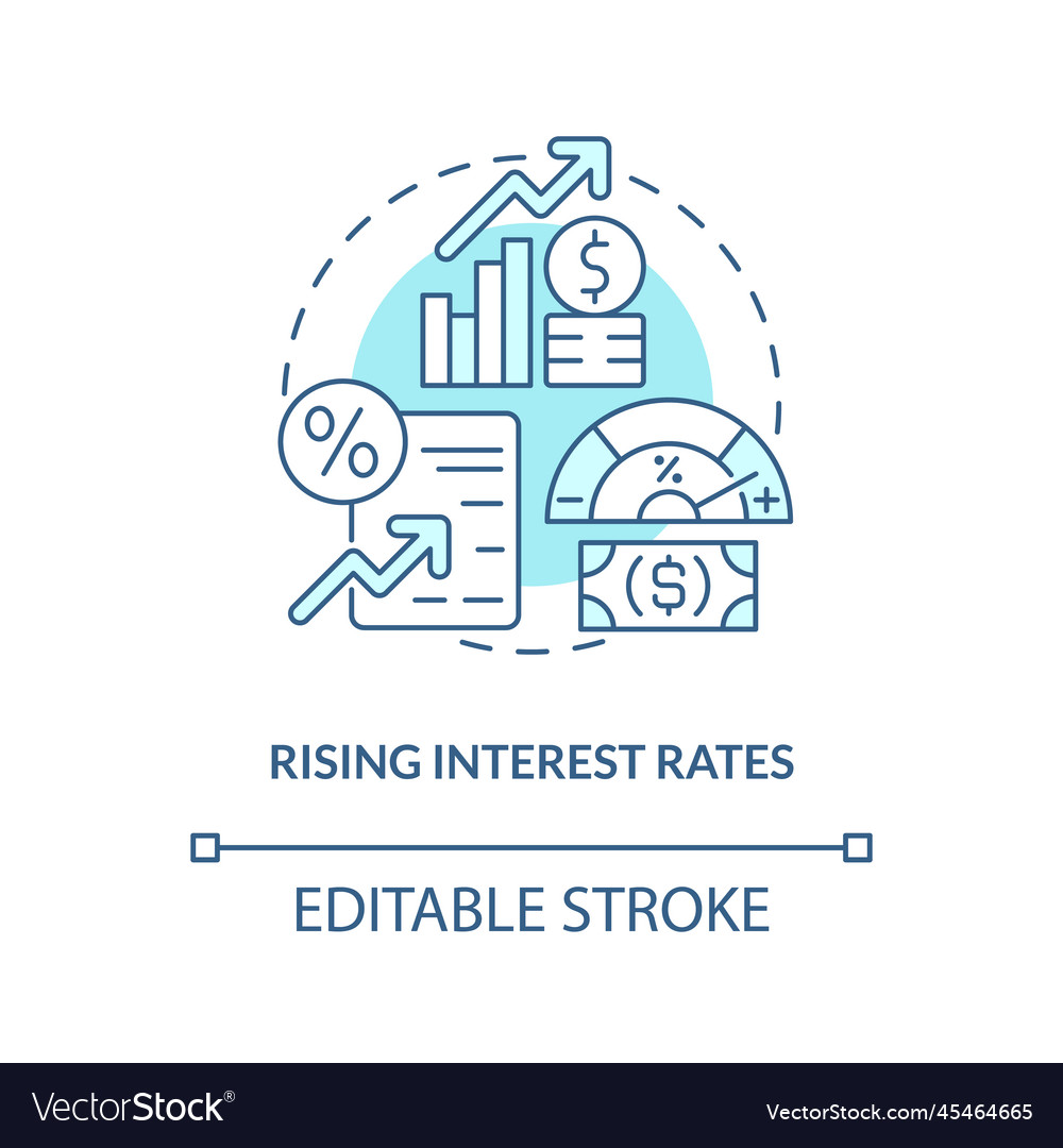 Rising interest rates turquoise concept icon