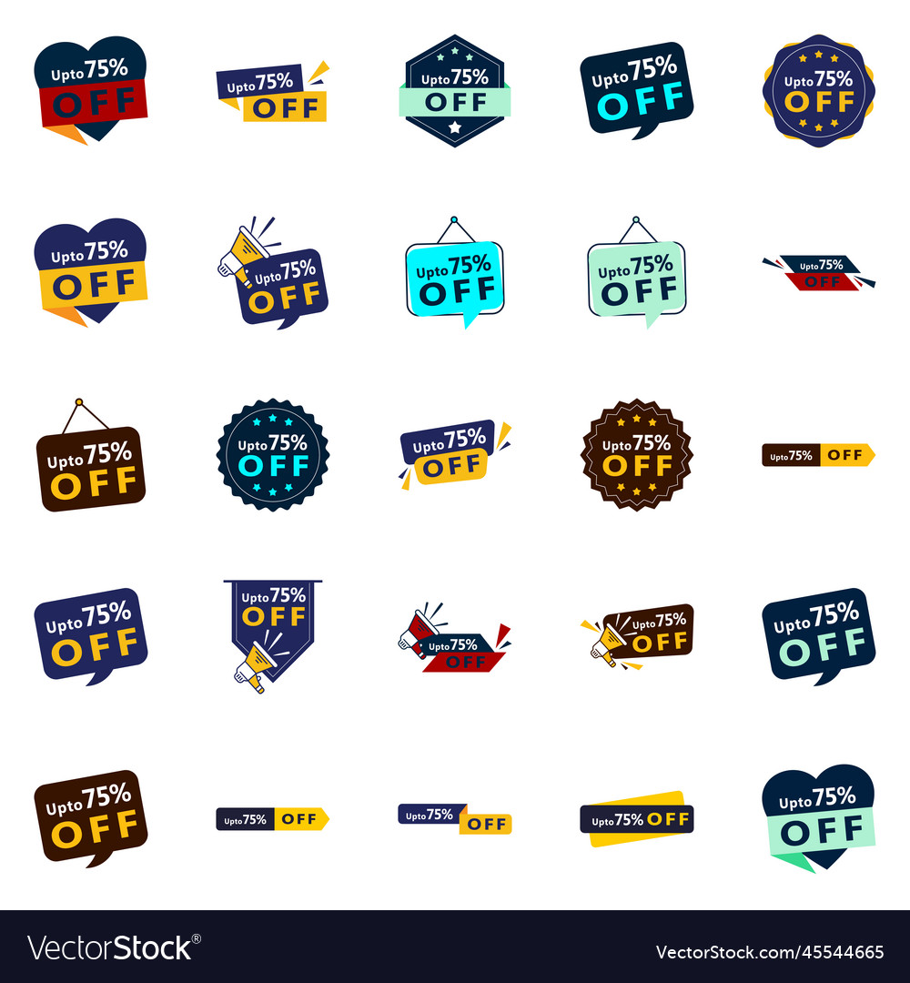 Up To 70 Off Collection 25 Versatile Designs Vector Image Up To 70 Off Collection 25 Versatile Designs Vector Image