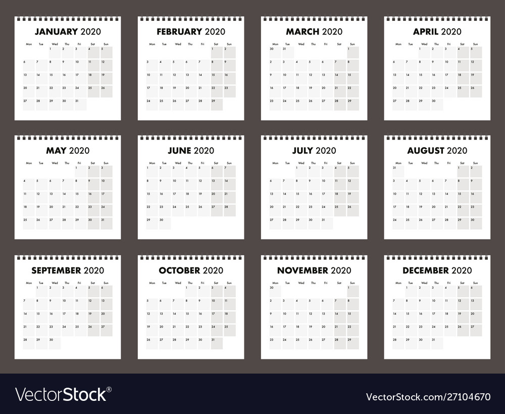 A 2020 calendar with wire bind