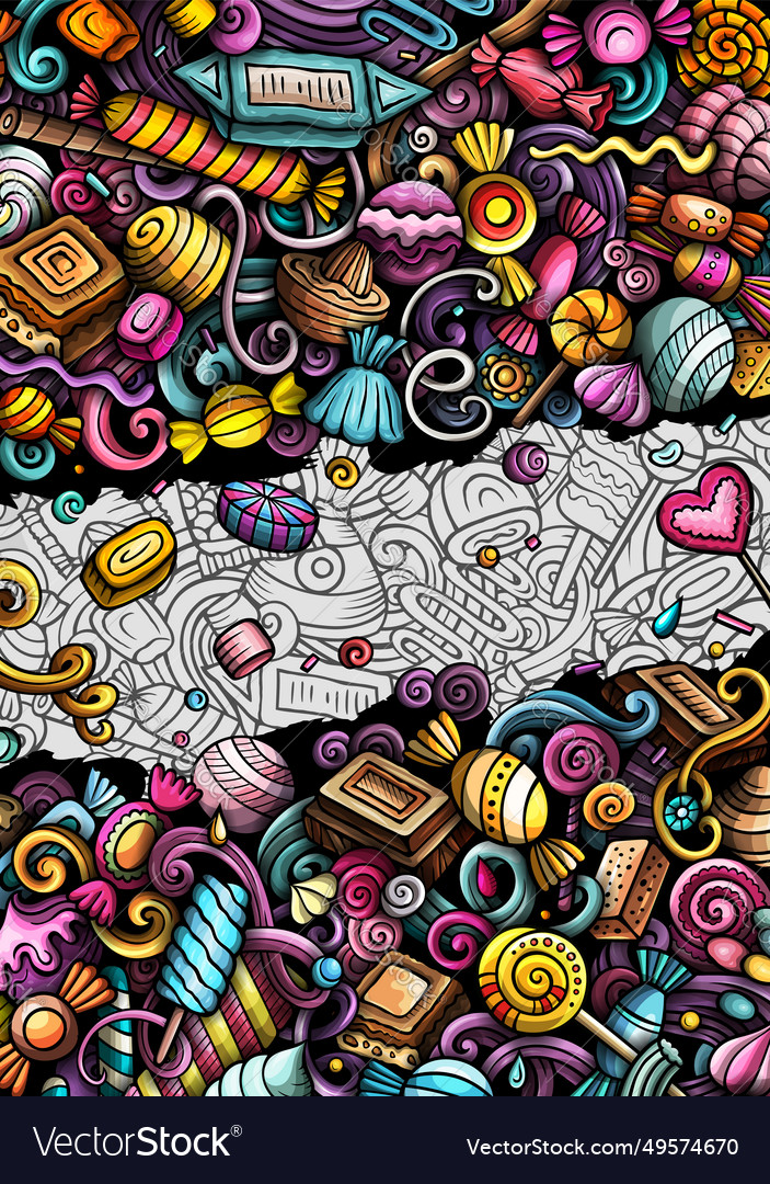 Cartoon doodle candies banner design Royalty Free Vector