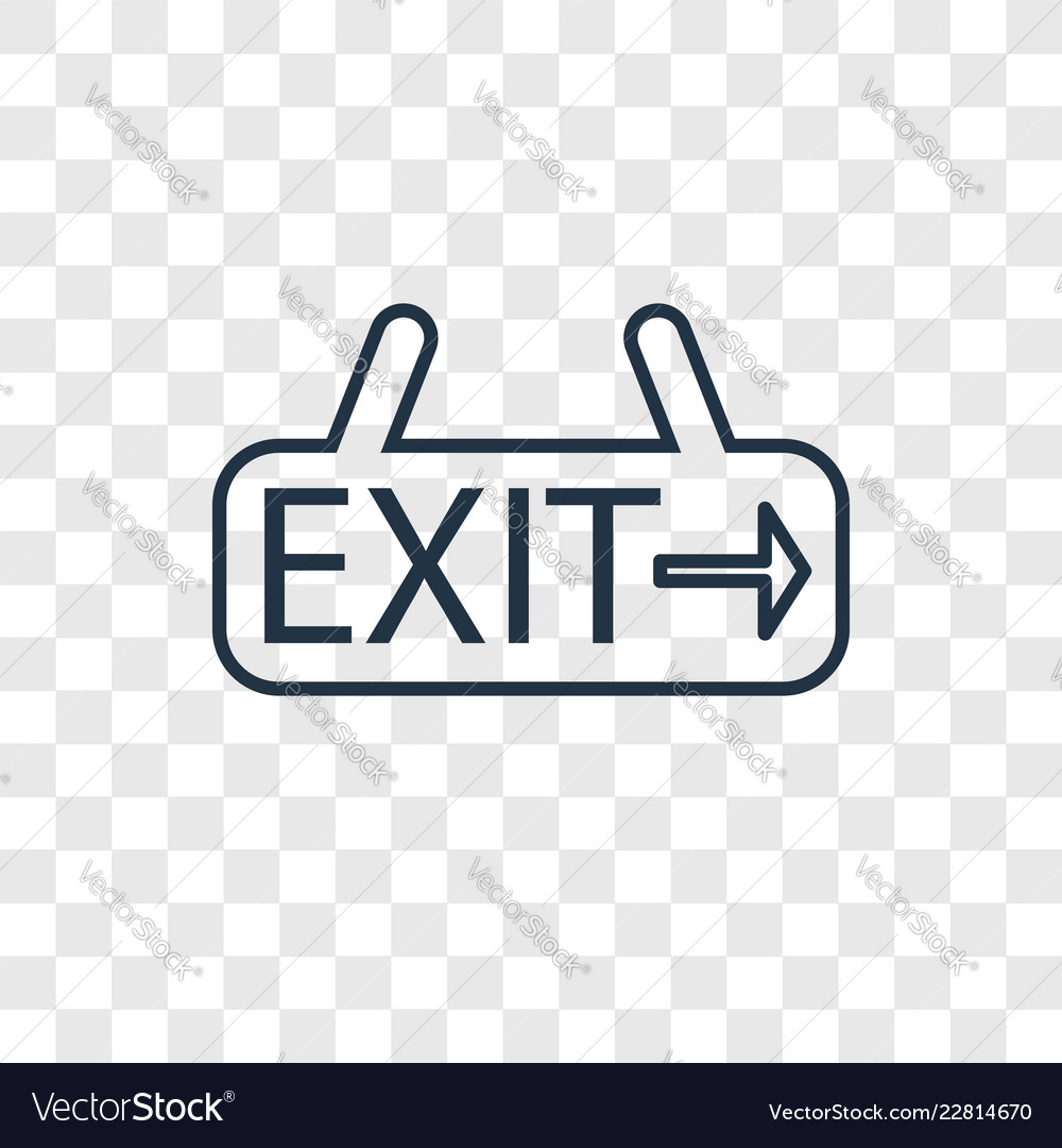 Exit concept linear icon isolated on transparent vector image Exit concept linear icon isolated on transparent