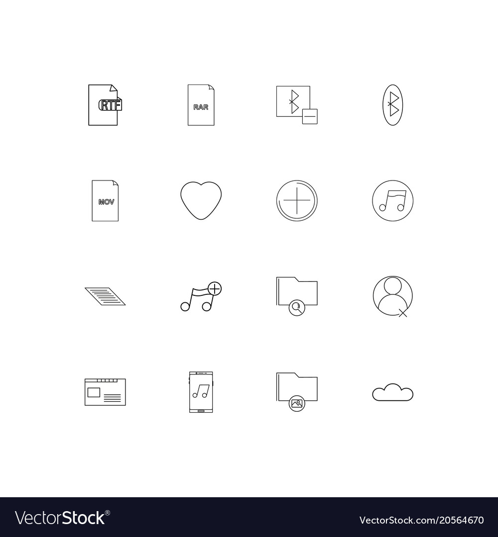 Files and folders sign simple linear icons set
