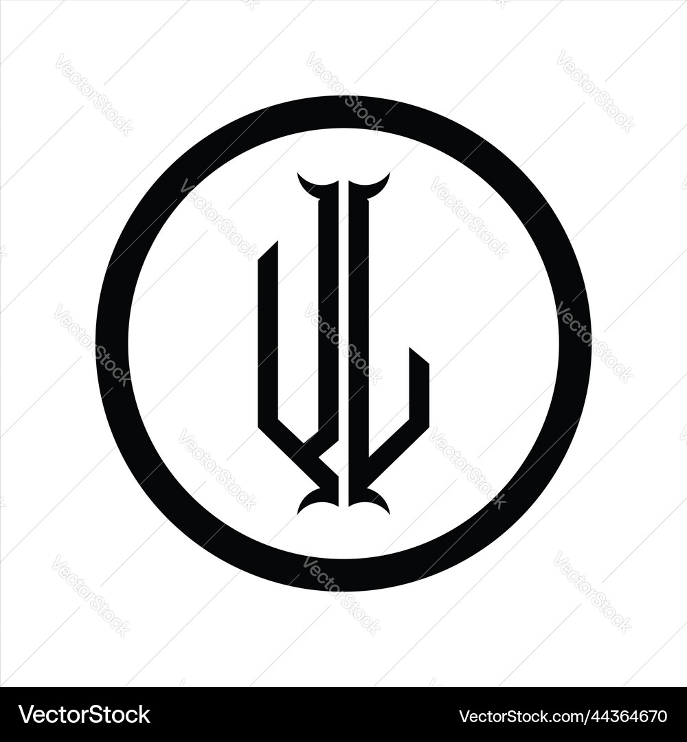 Lv logo monogram letter with hexagon horn shape Vector Image