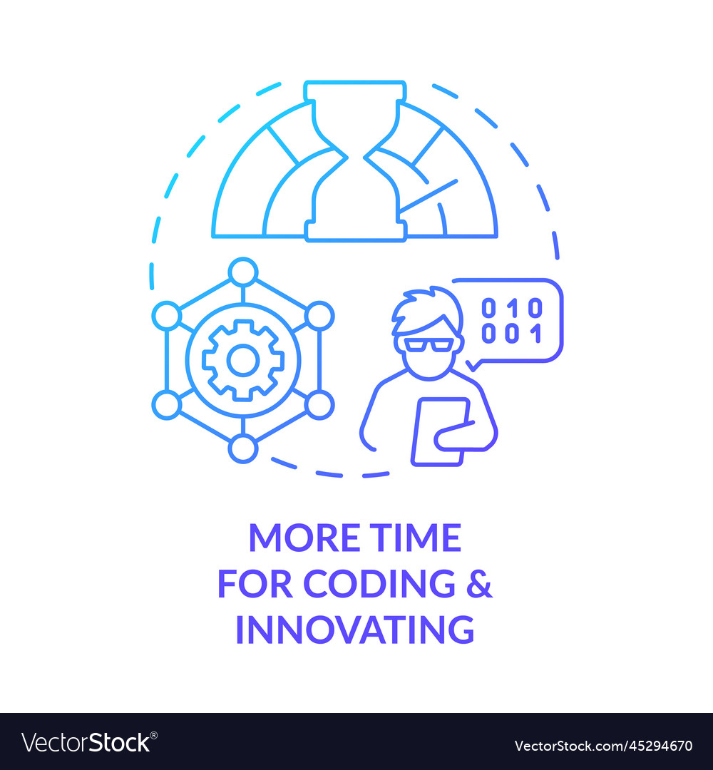 More time for coding and innovation blue gradient vector image More time for coding and innovation blue gradient