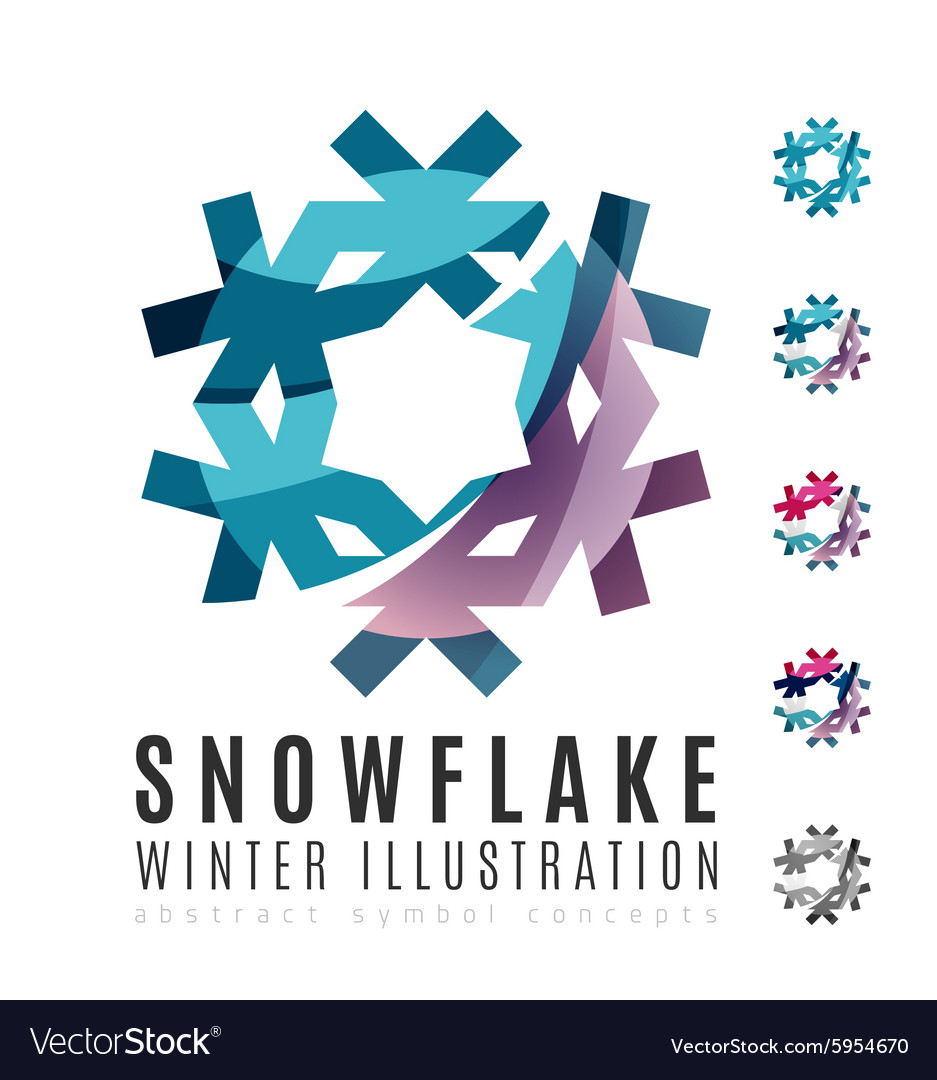 Set of abstract colorful snowflake logo icons