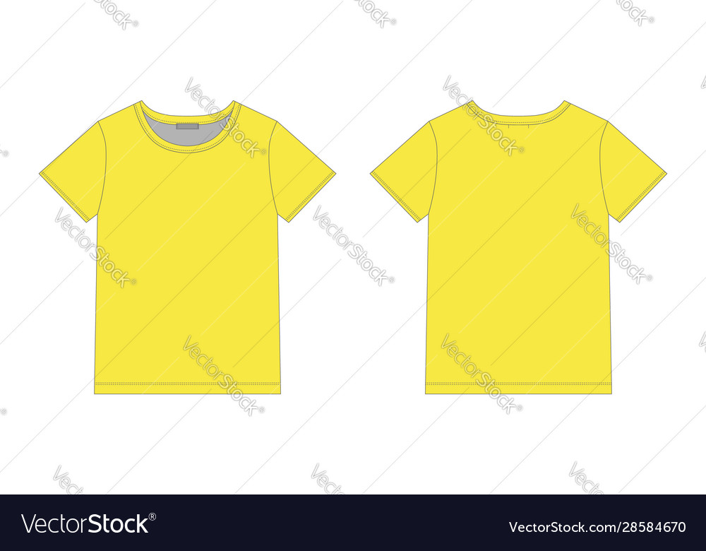 Technical sketch men t shirt in yellow colors Vector Image