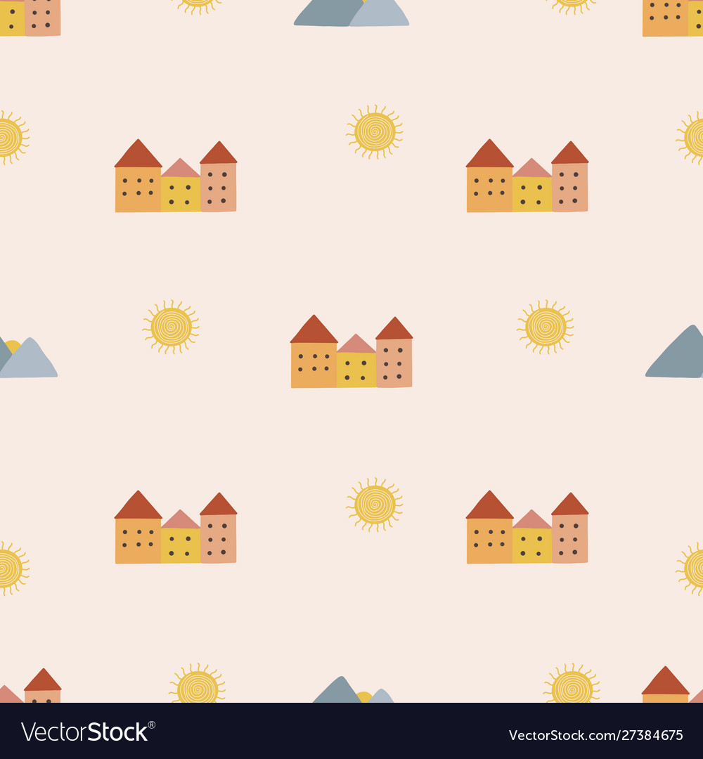 Bohemian Pattern with Houses