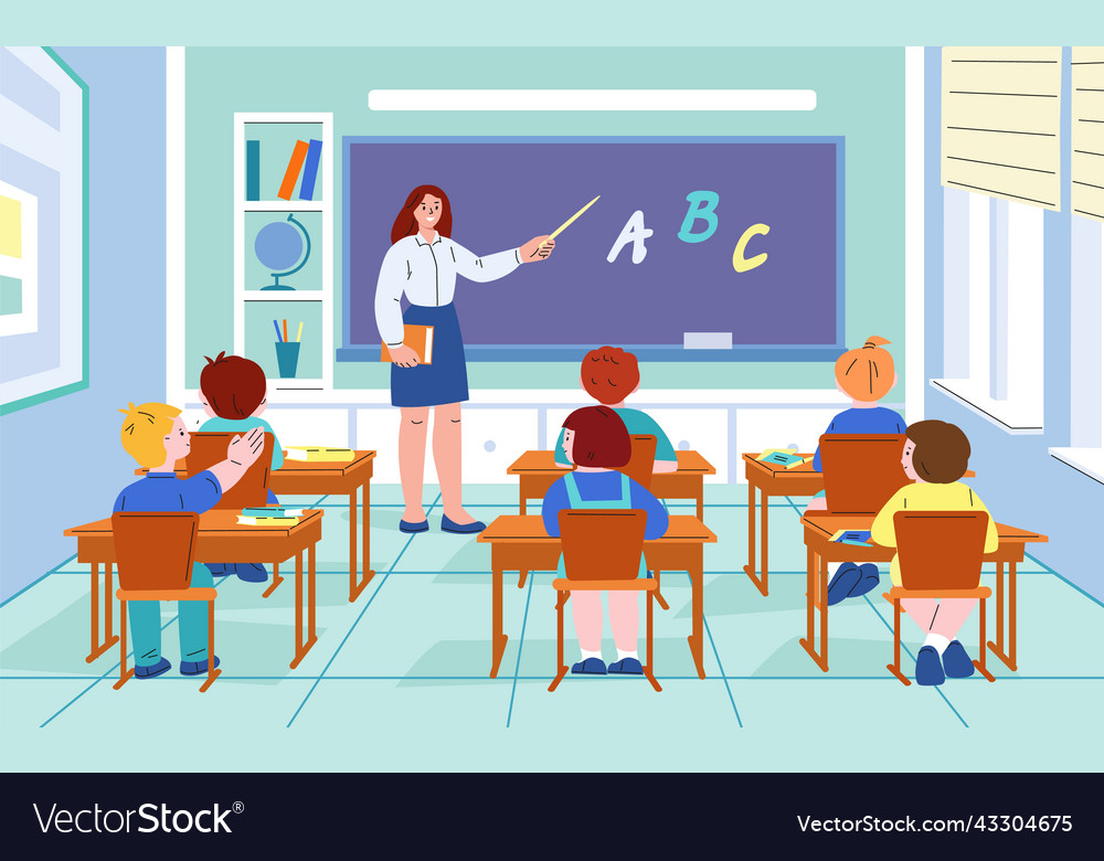 Kids on lesson pupil school discus homework Vector Image