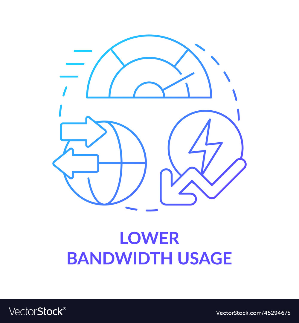 Lower bandwidth usage blue gradient concept icon vector image Lower bandwidth usage blue gradient concept icon
