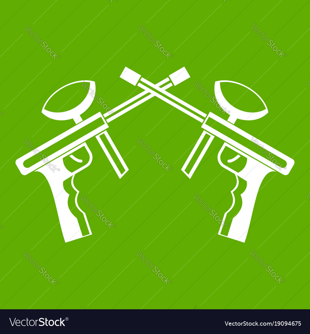 Paintball guns icon green Royalty Free Vector Image