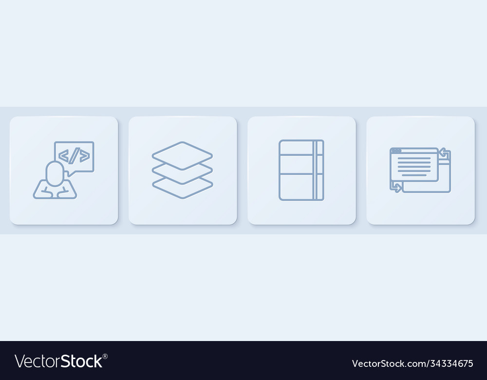 Set line front end development sketchbook vector image Set line front end development sketchbook