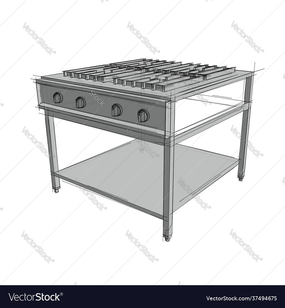 Technical drawing a restaurant cooker