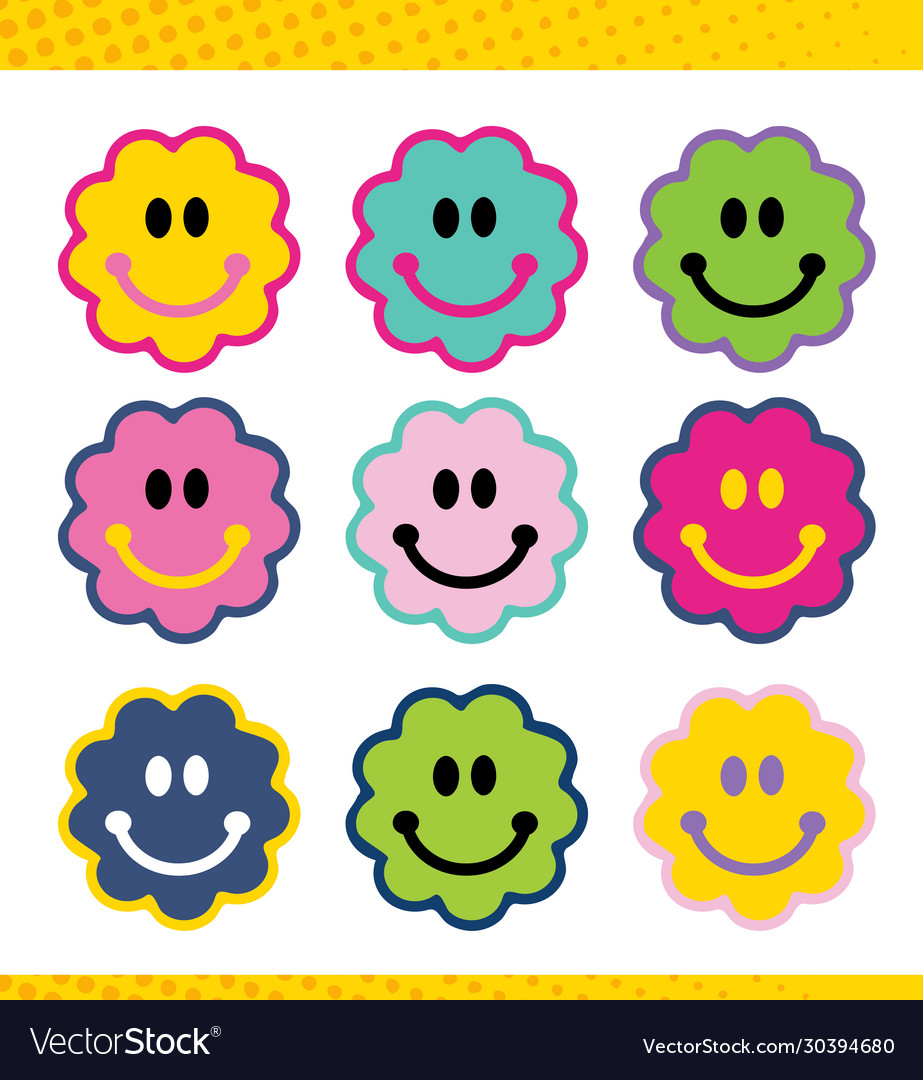 A set face faces smiles avatar icons Royalty Free Vector