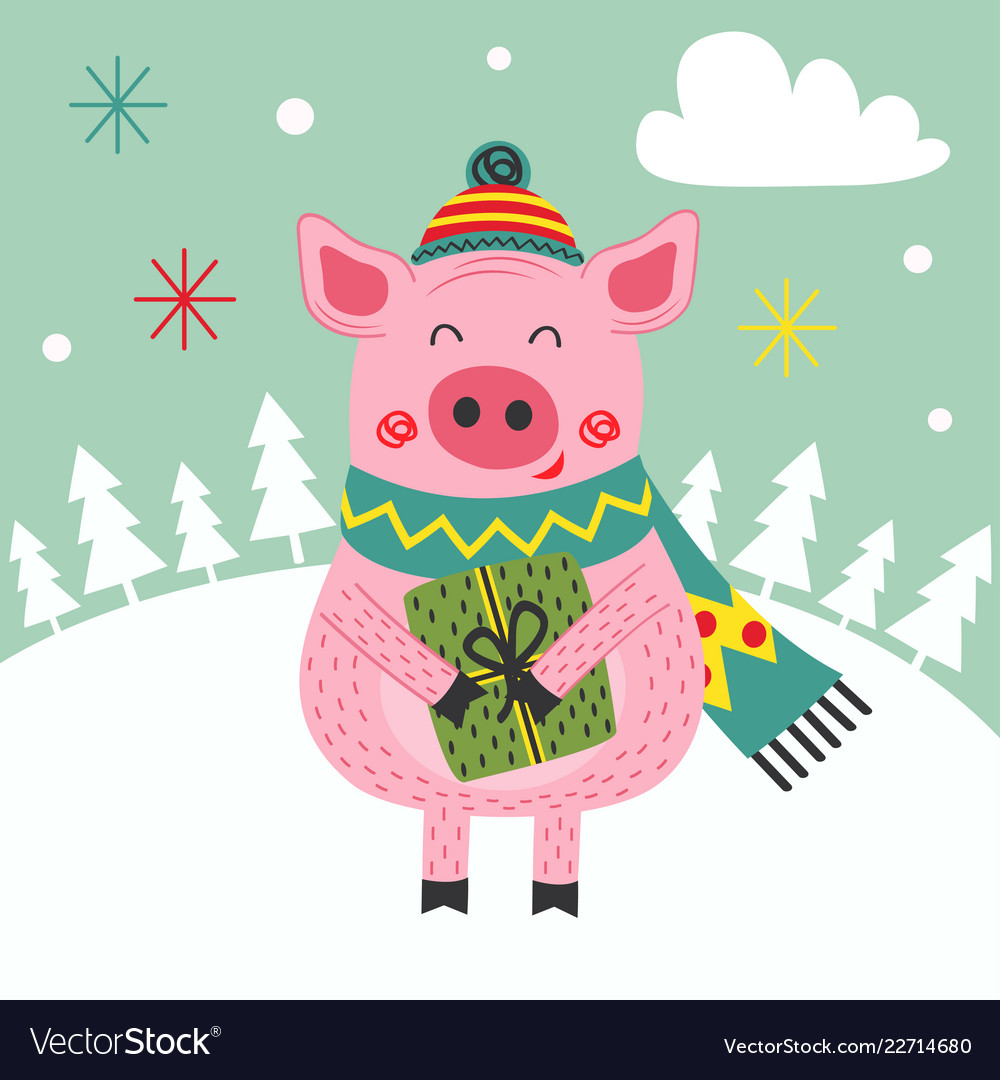 Card happy new year of the pig