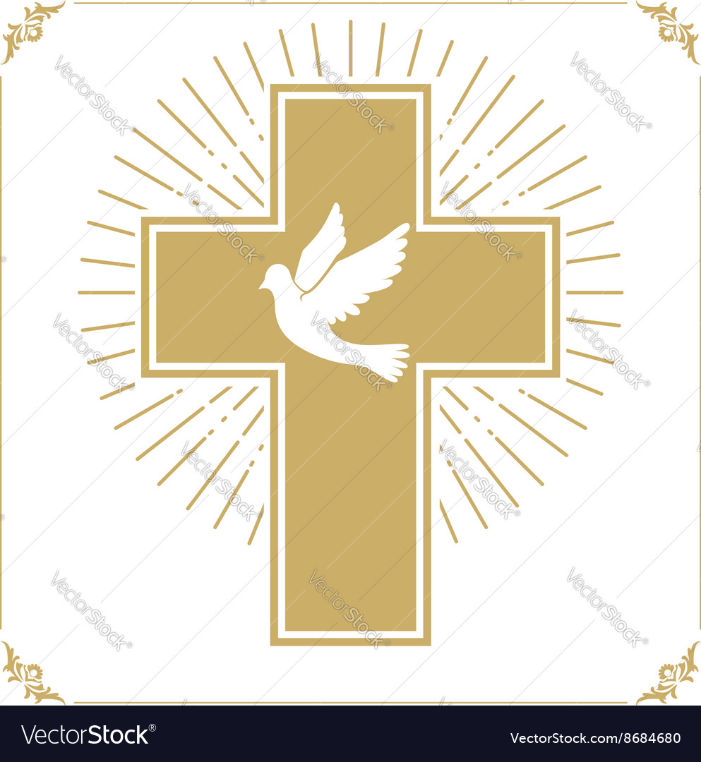 Cross with the dove Royalty Free Vector Image - VectorStock