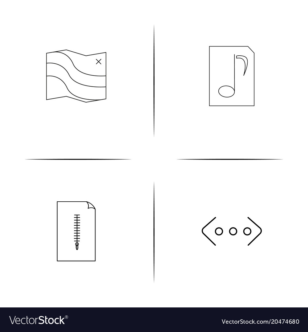 Files and folders sign simple linear icons set