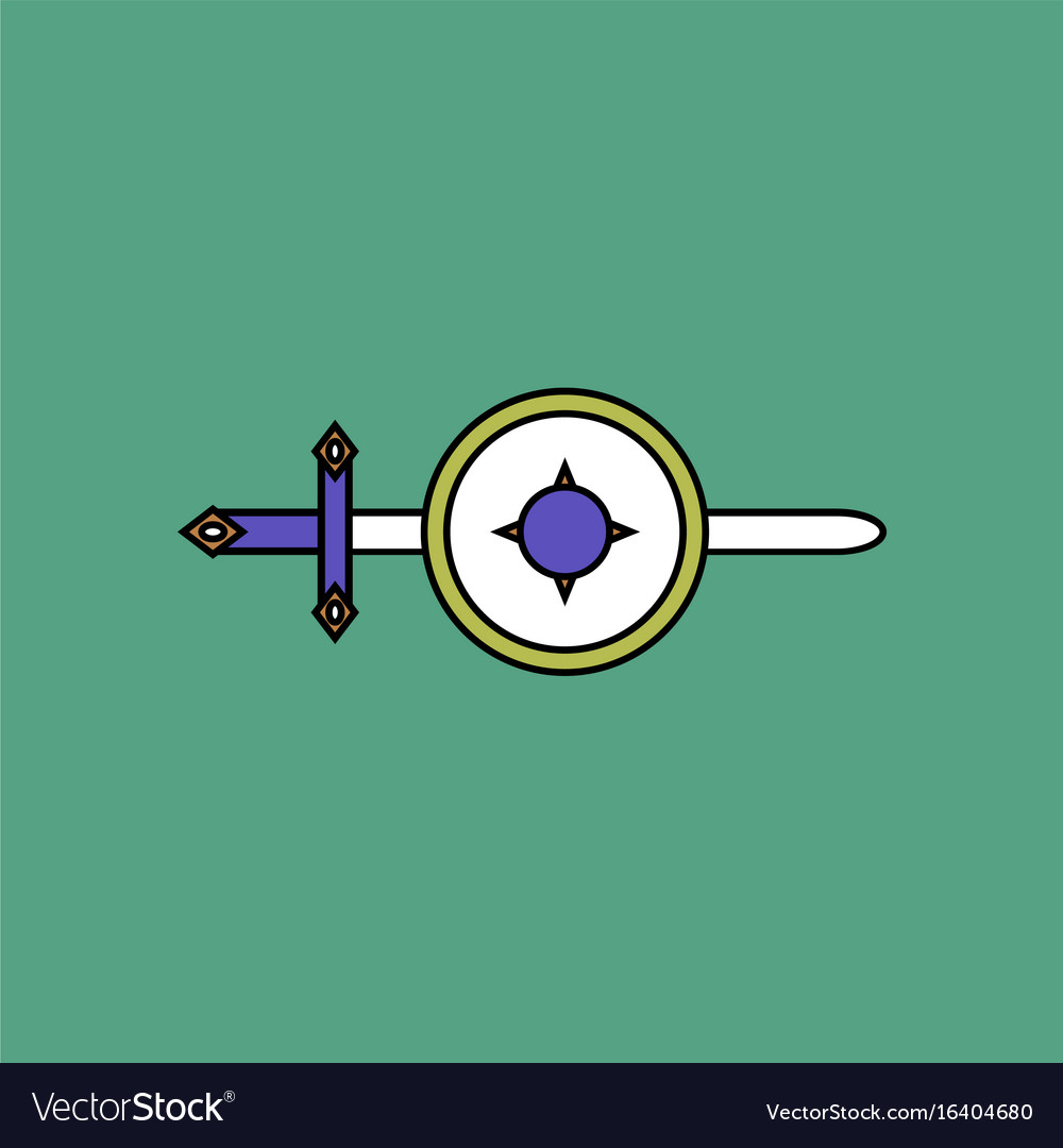 Flat icon design collection sword and shield
