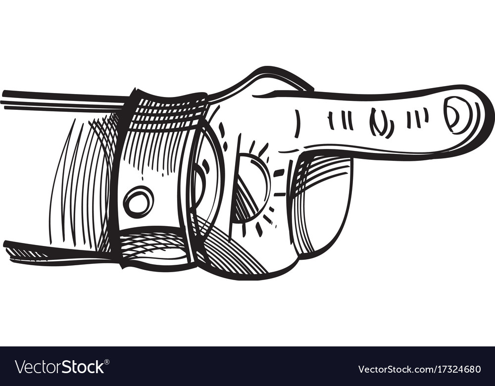 Hand drawn index finger with tattoo outline