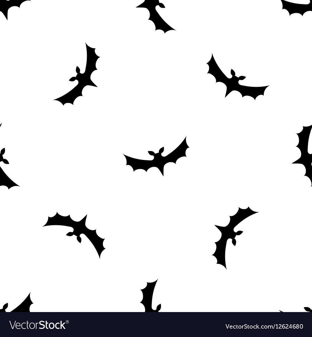 Seamless pattern background with bats black Vector Image