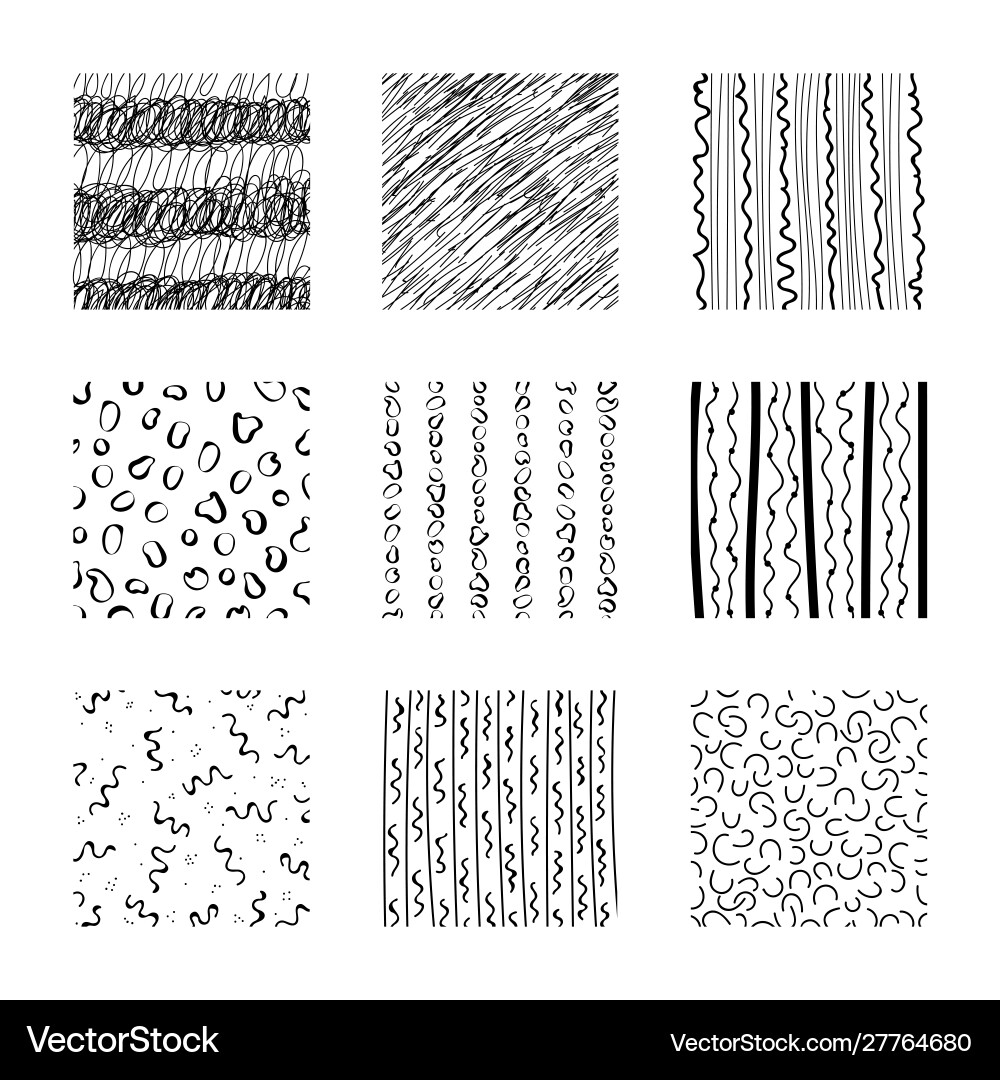 Set Abstract Squares Hand Drawn Backgrounds Vector Image