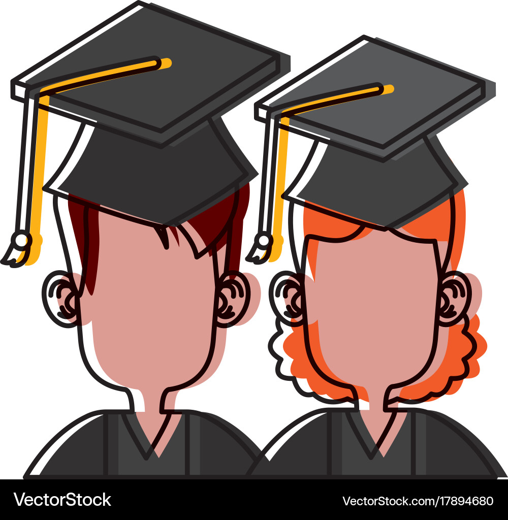 Students in graduation Royalty Free Vector Image