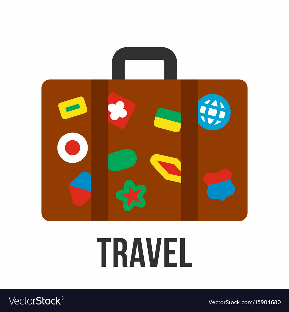 suitcase with stickers travel symbol royalty free vector