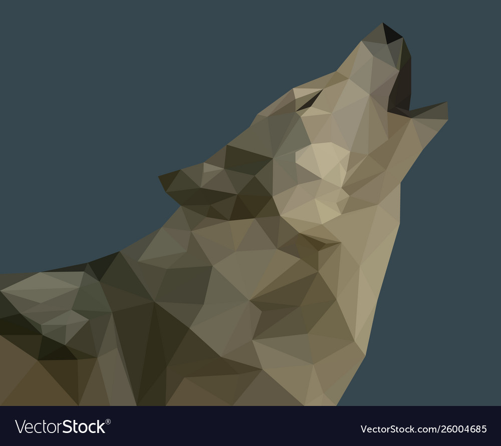 A howling wolf made up triangles