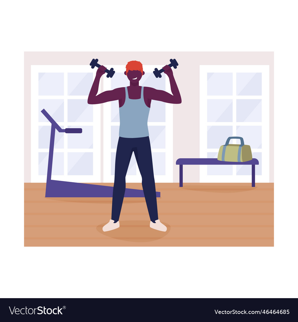 Cartoon character of young athletic man training vector image Cartoon character of young athletic man training
