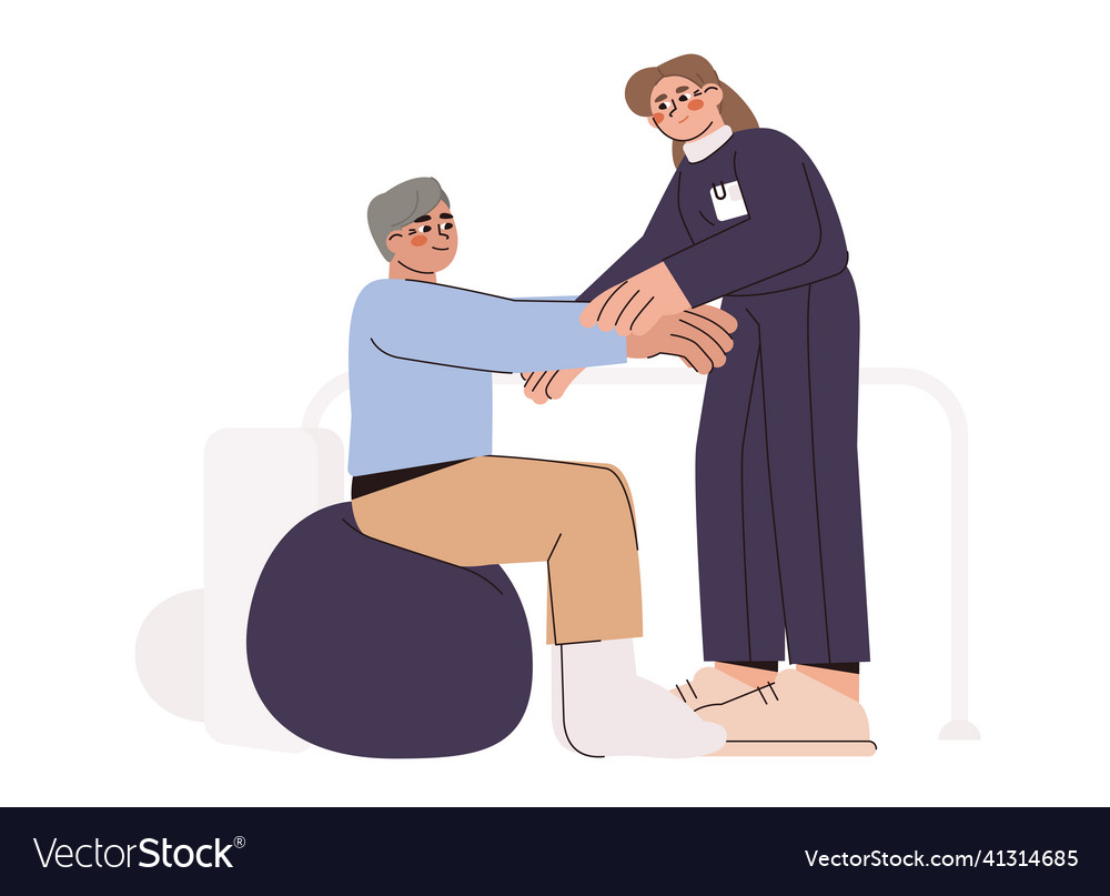 Doctor physiotherapy and patient after injury Vector Image