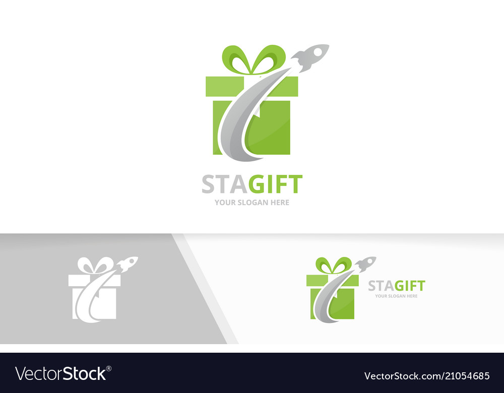 Gift and rocket logo combination present