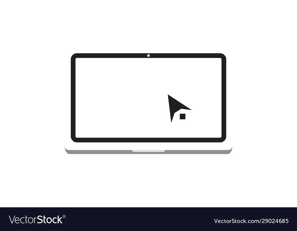 Laptop isolated with cursor or mouse icon