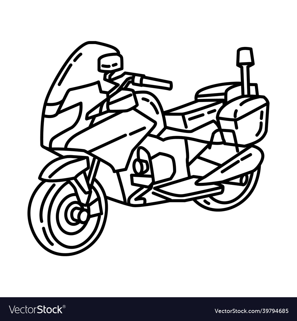 Police motorcycle icon doodle hand drawn