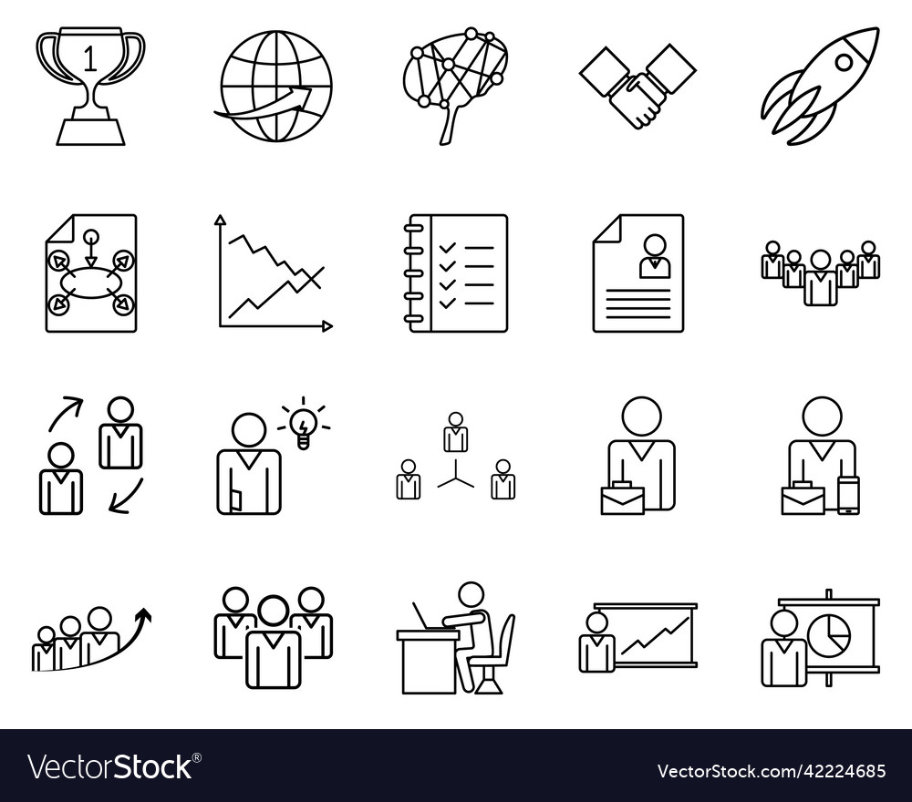 Set of business managmant icon graph meeting