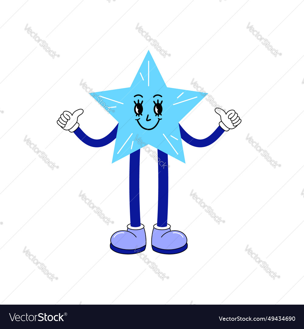 Cartoon cute blue star Royalty Free Vector Image