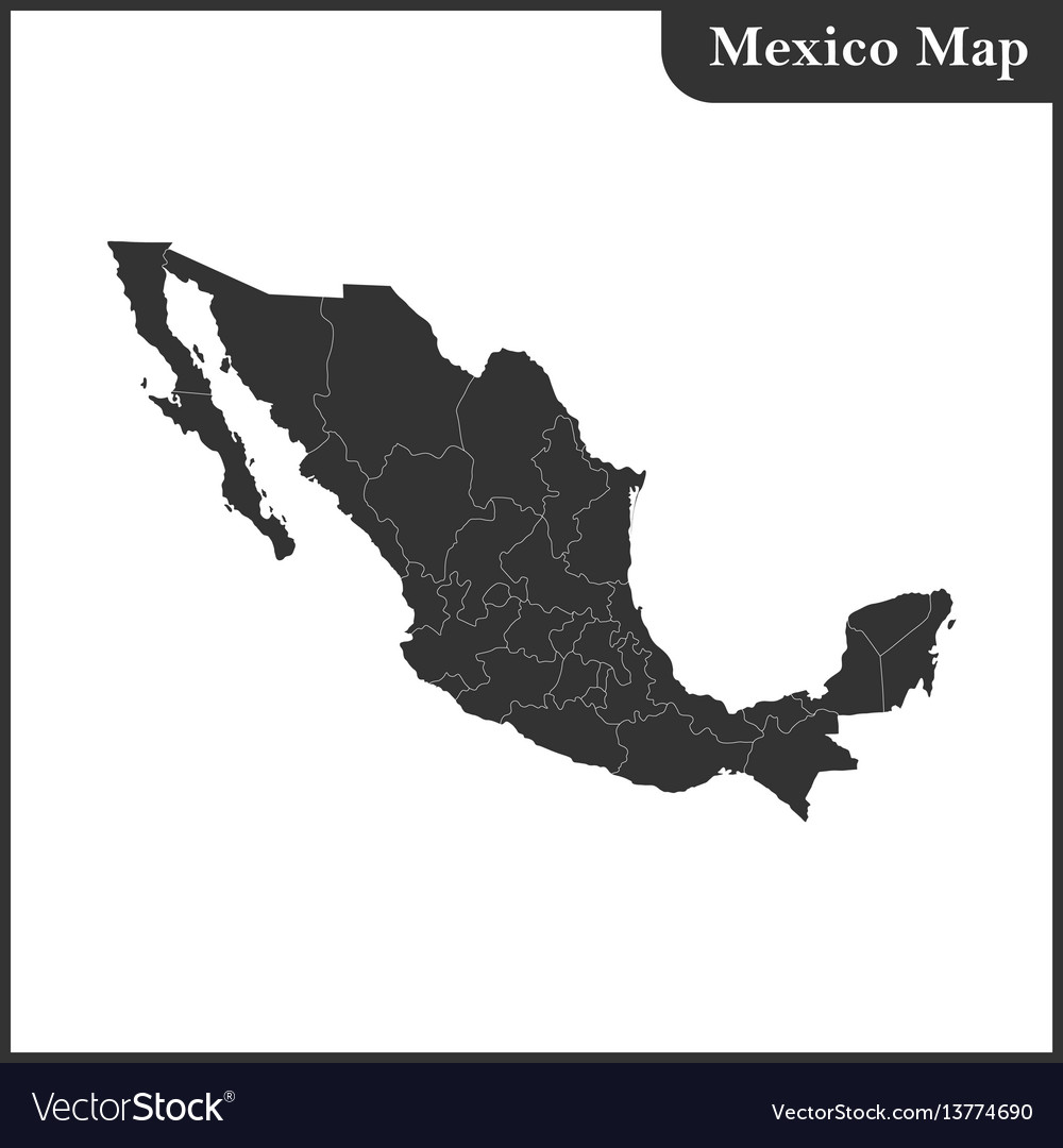 Detailed map of the mexico with regions vector image Detailed map of the mexico with regions
