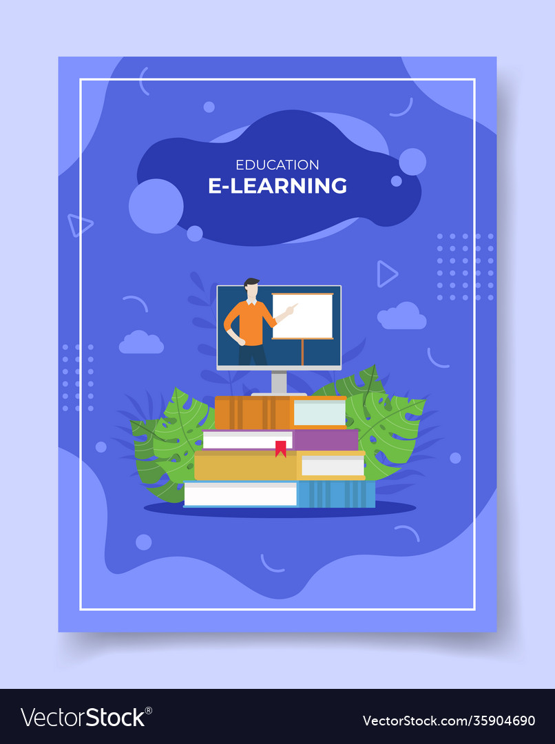 E-learning concept for template banners flyer vector image E-learning concept for template banners flyer
