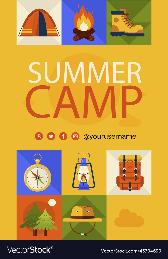 Flat design summer camp stories