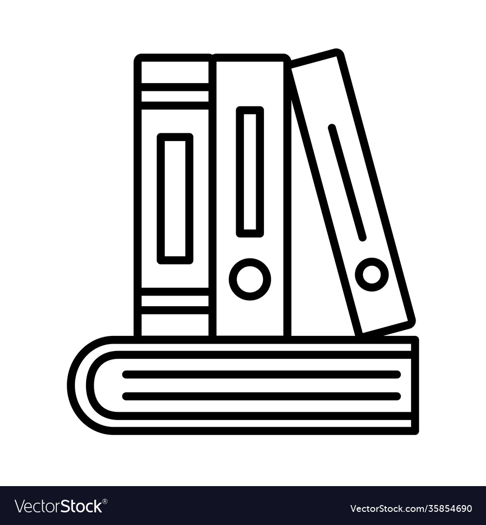 Four closed books line style symbol design