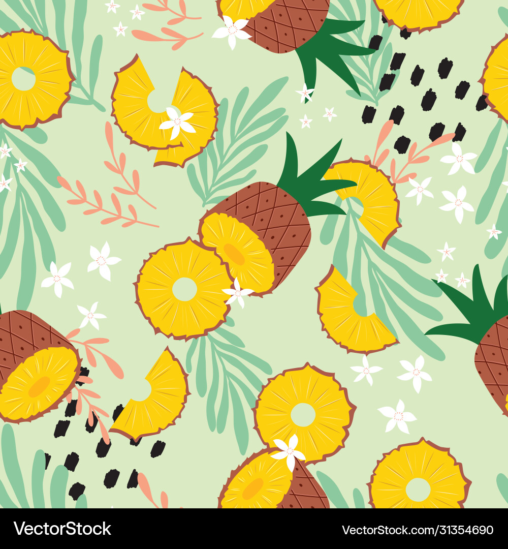 Fruit seamless pattern pineapple Royalty Free Vector Image