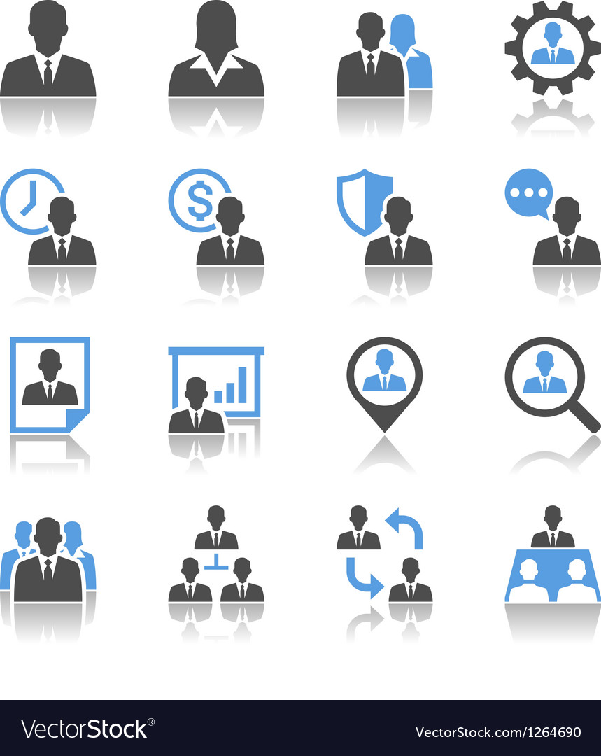 Human Resource Management Icons Reflection Vector Image