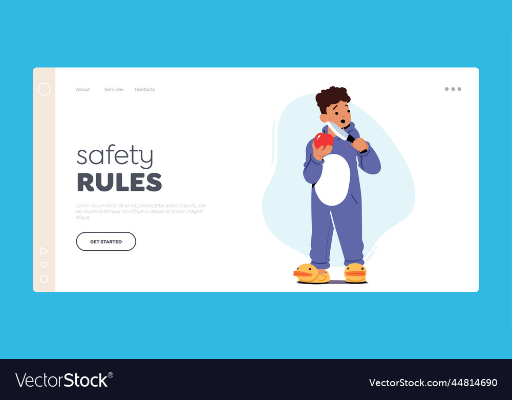 safety-rules-for-kids-landing-page-template-child-vector-image