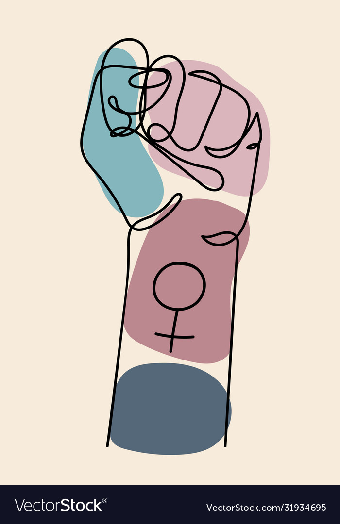 Continuous line drawing strong fist raised up vector image Continuous line drawing strong fist raised up