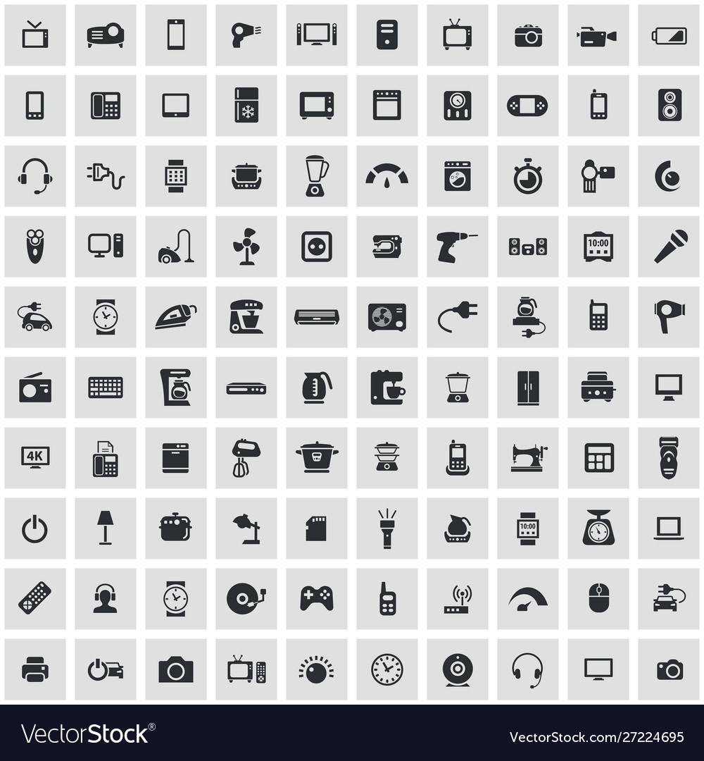 Electronics 100 icons universal set for web and ui