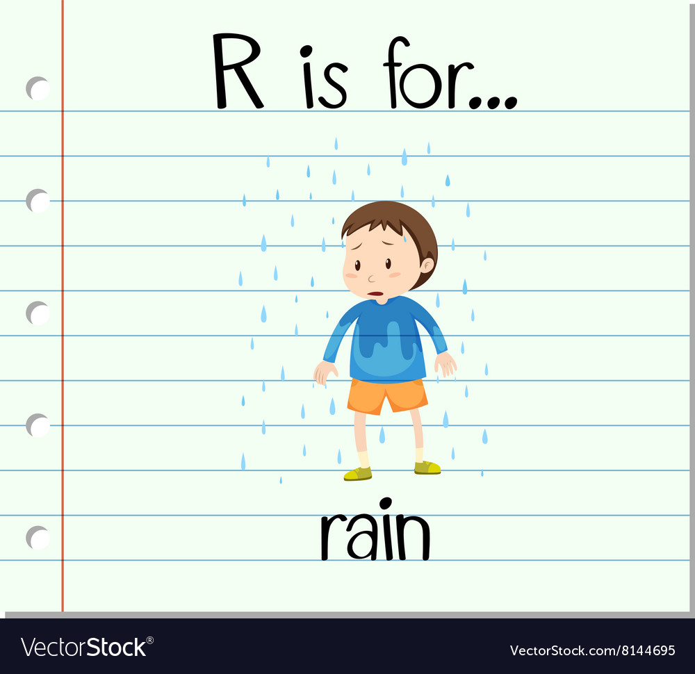 Flashcard alphabet r is for rain Royalty Free Vector Image