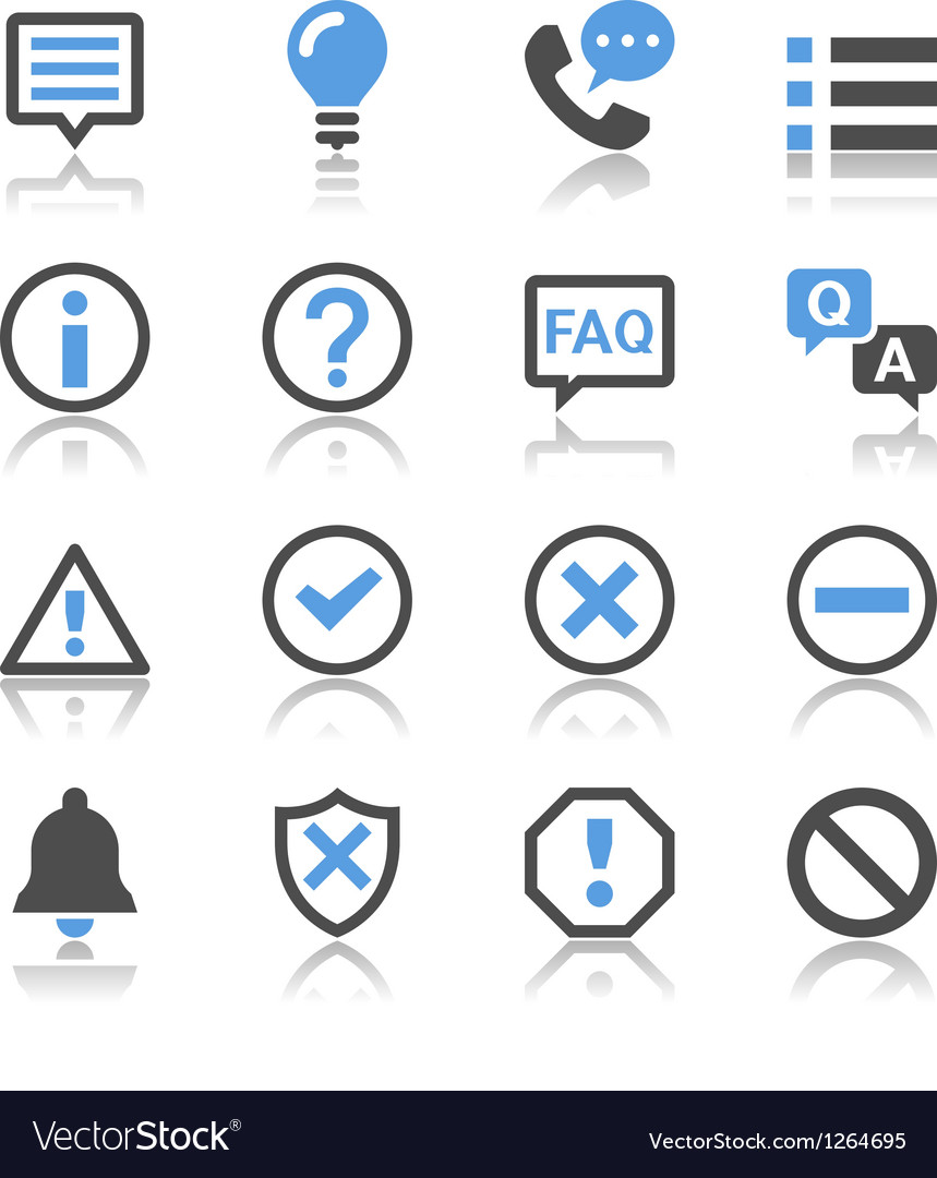 Information And Notification Icons Reflection Vector Image