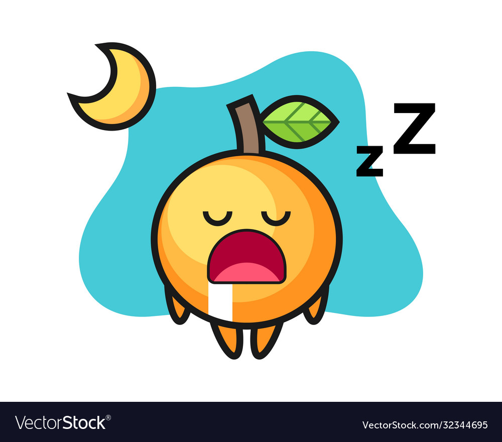 Orange fruit cartoon sleeping at night